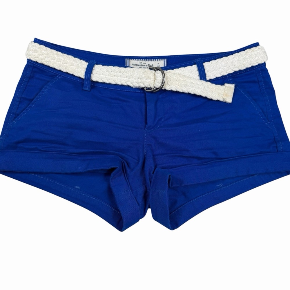 VTG Abercrombie and Fitch Y2K Low Rise Blue Shorts Sz 30 (2) Academia Prep Bella